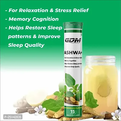 Ashwa + Effervescent Tablets - For Relaxation  Stress Relief -Watermelon Flavor (Pack of 1)-thumb5