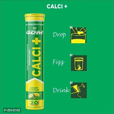 Calci+ Effervescent Tablets - For Vitamin D3  Bone Care - Lemon Flavor (Pack of 1)-thumb2