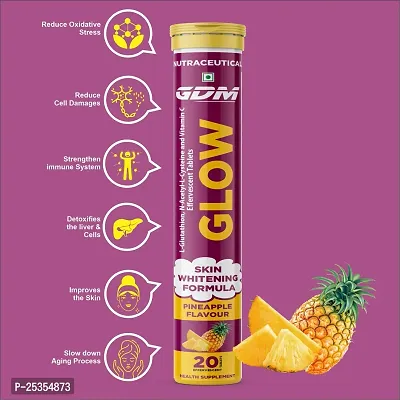 Skin Whitening  GLOW - L-Glutathione, N-Acetyl-L-Cysteine  Vitamin  C - Pineapple Flavor ( Pack of 2)-thumb5