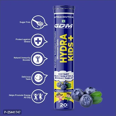 Hydra Kids+ Effervescent Tablet - with Electrolytes  Vitamins - Blueberry Flavor ( Pack of 1)-thumb2