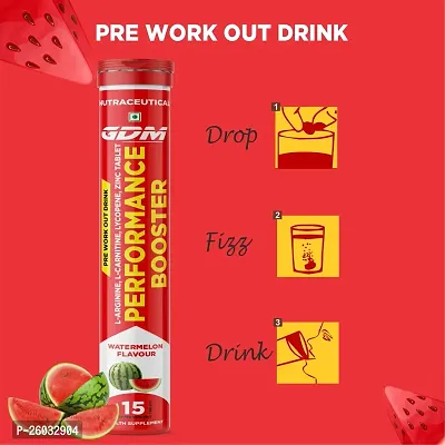 Performance Booster Effervescent Tablets for Pre - Workout - Watermelon Flavor ( Pack of 1)-thumb2