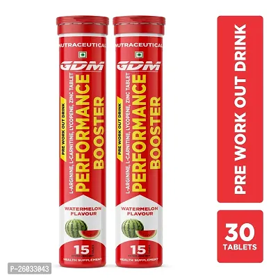 Performance Booster Effervescent Tablets for Pre - Workout - Watermelon Flavor ( Pack of 2)-thumb0