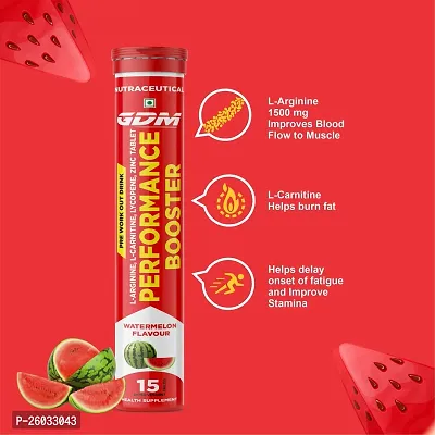 Performance Booster Effervescent Tablets for Pre - Workout - Watermelon Flavor ( Pack of 2)-thumb2