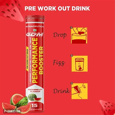 Performance Booster Effervescent Tablets for Pre - Workout - Watermelon Flavor ( Pack of 3)-thumb4