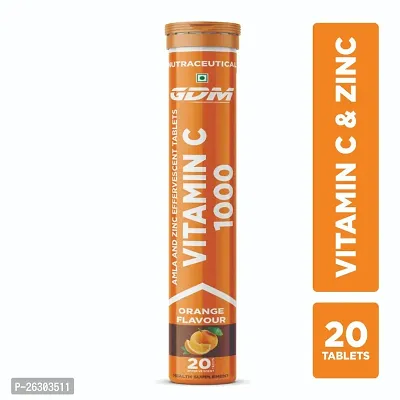 Vitamin C 1000 - Amla  Zinc Effervescent Tablets - Orange Flavor ( Pack of 1)-thumb0