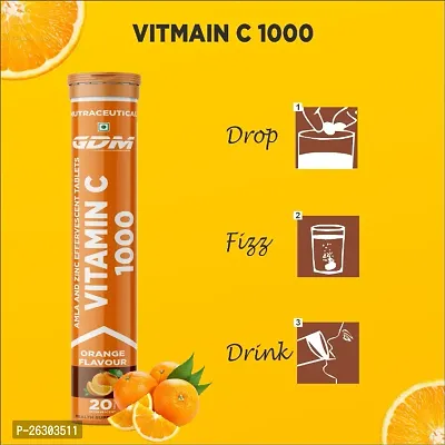 Vitamin C 1000 - Amla  Zinc Effervescent Tablets - Orange Flavor ( Pack of 1)-thumb3