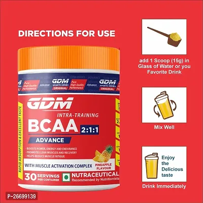 GDM BCAA Advance for intra-training Supplement - 30 servings (450 g, Pineapple)-thumb2