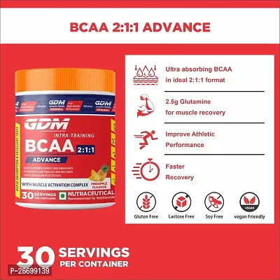 GDM BCAA Advance for intra-training Supplement - 30 servings (450 g, Pineapple)-thumb3