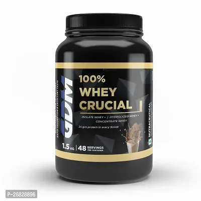 GDM 100% Whey Crucial Protein Supplement - 48 Servings ( 1.5 Kg - Chocolate Flavor)-thumb0