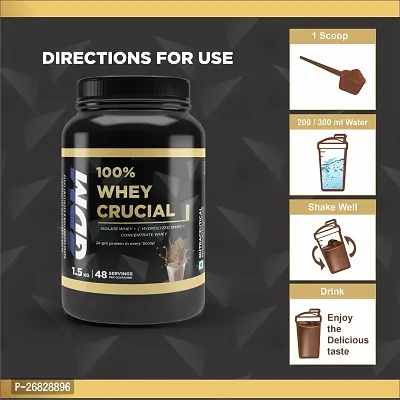 GDM 100% Whey Crucial Protein Supplement - 48 Servings ( 1.5 Kg - Chocolate Flavor)-thumb4