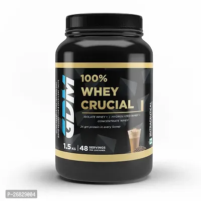 GDM 100% Whey Crucial Protein Supplement - 48 Servings ( 1.5 Kg - Coffee Flavor)-thumb0