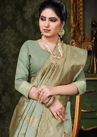 Beautiful Silk Blend Saree with Blouse piece-thumb1