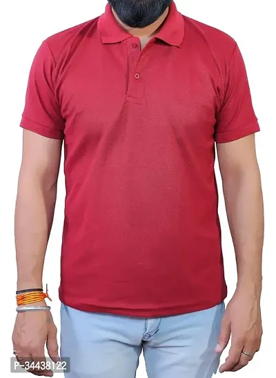 Reliable Maroon Cotton Solid Polos For Men-thumb0