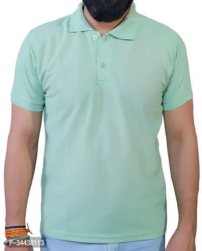 Reliable Green Cotton Solid Polos For Men-thumb0