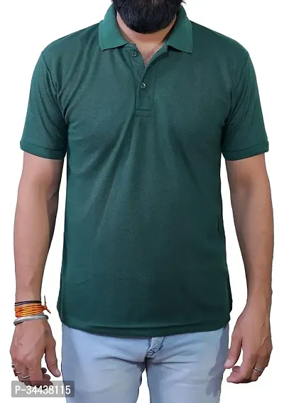 Reliable Green Cotton Solid Polos For Men-thumb0