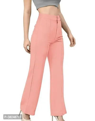 Elegant Pink Polycotton Solid Trouser For Women