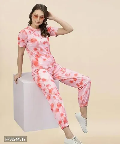 Elegant Multicoloured Polyester Tie And Dye Night Suit For Women