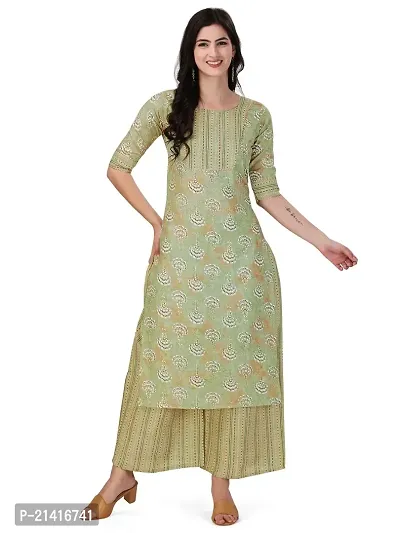 Gitaji Women S Soft Cotton Blend Kurta With Foil And Plazoo With Pockect-thumb0