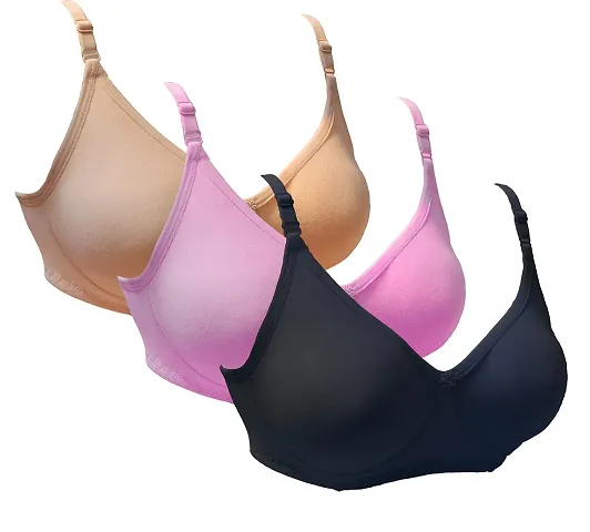 Womens Girls Non Padded Non-Wired Everyday Bra (Pack of 3)