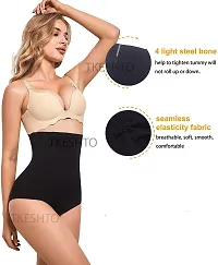 Tkeshto Women's Seamless Mid to High Waist Body Shaper Slimming 360 Tummy Control Shapewear Black-thumb2
