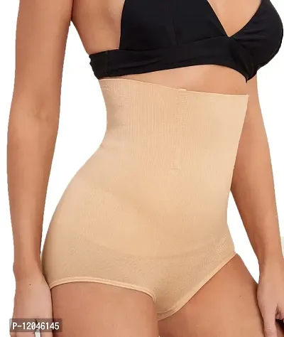 Tkeshto Women's Seamless Mid to High Waist Body Shaper Slimming 360 Tummy Control Shapewear (Beige, M)