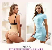 Tkeshto Women's Seamless Mid to High Waist Body Shaper Slimming 360 Tummy Control Shapewear (Beige, M)-thumb4