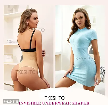 Tkeshto Women's Seamless Mid to High Waist Body Shaper Slimming 360 Tummy Control Shapewear (Beige, M)-thumb5