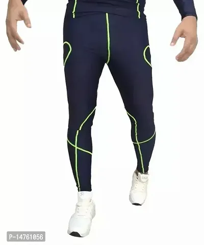 Stylish Navy Blue Polyester  Regular Track Pants For Men