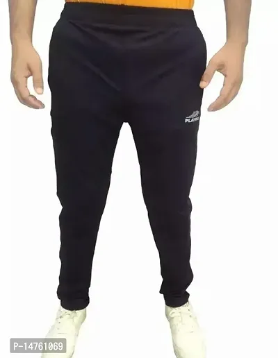 Stylish Black Polyester  Regular Track Pants For Men-thumb0