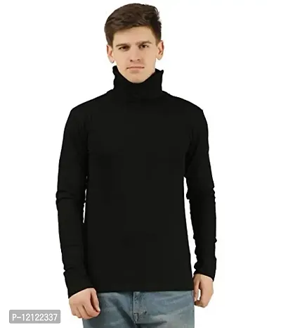 TEES PARK Men's Cotton Full Sleeves High Cowl Neck Mask T-Shirt-thumb4