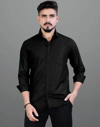 Majestic Man Slim Fit Solid Cotton Blend Casual Shirt for Men