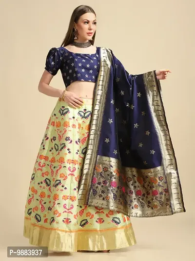 Women  Jacquard Semi Stitched Lehenga Choli-thumb4