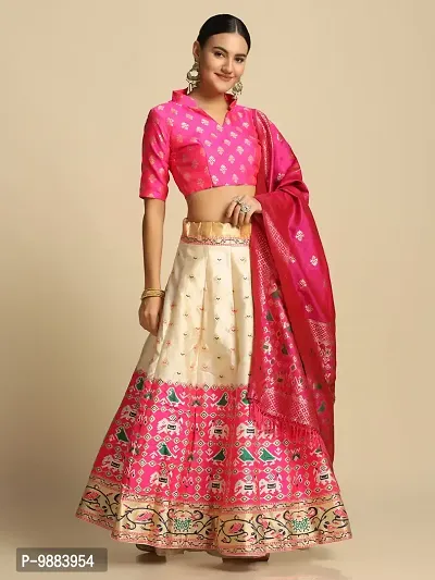 Women  Jacquard Semi Stitched Lehenga Choli