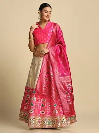 Stylish Pink Jacquard Silk  Lehenga Choli Set For Women-thumb1