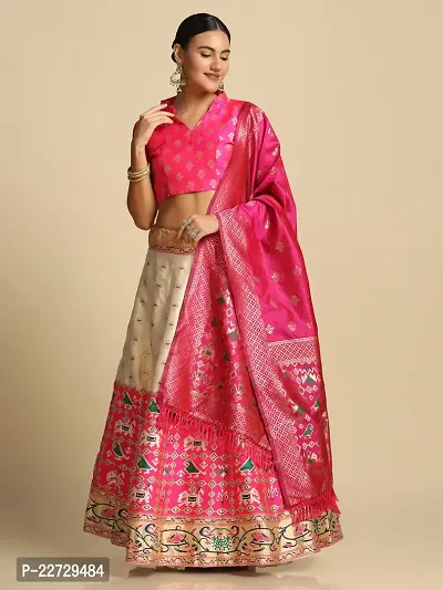 Stylish Pink Jacquard Silk  Lehenga Choli Set For Women-thumb2