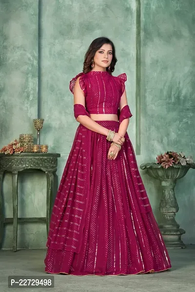 Stylish Pink Georgette  Lehenga Choli Set For Women-thumb4