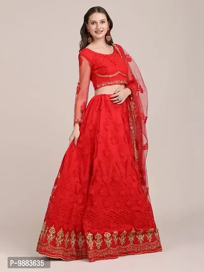 Women  Net Semi Stitched Lehenga Choli-thumb3