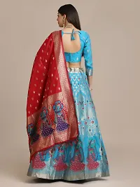 Women  Jacquard Semi Stitched Lehenga Choli-thumb1