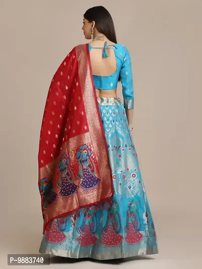 Women  Jacquard Semi Stitched Lehenga Choli-thumb2