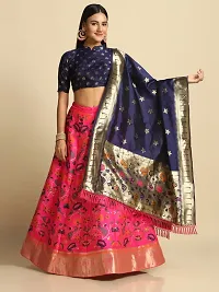 Women  Jacquard Semi Stitched Lehenga Choli-thumb3