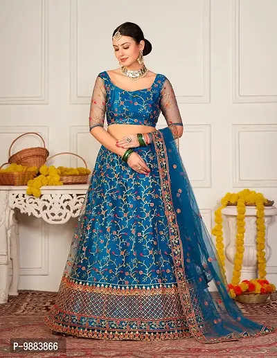 Women  Net Semi Stitched Lehenga Choli-thumb2