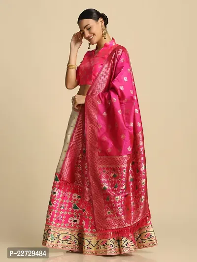 Stylish Pink Jacquard Silk  Lehenga Choli Set For Women-thumb4