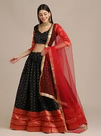 Women  Jacquard Semi Stitched Lehenga Choli-thumb3