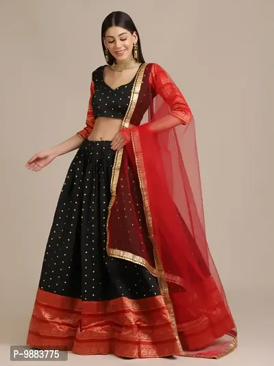 Women  Jacquard Semi Stitched Lehenga Choli-thumb4