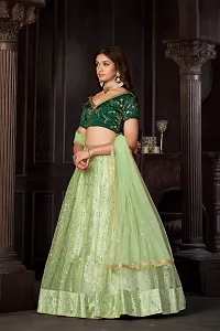 Stylish Green Net  Lehenga Choli Set For Women-thumb3
