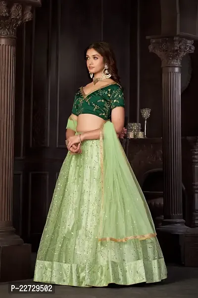 Stylish Green Net  Lehenga Choli Set For Women-thumb4