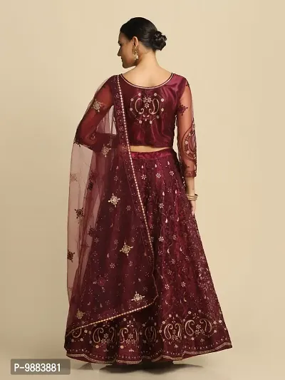 Women  Net Semi Stitched Lehenga Choli-thumb3