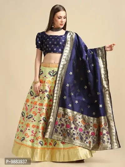 Women  Jacquard Semi Stitched Lehenga Choli-thumb0