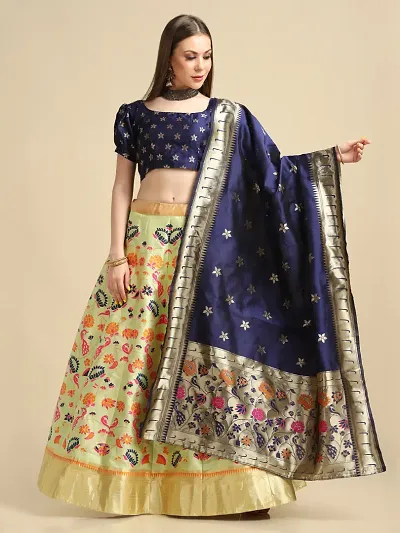 Stylish Jacquard Silk Lehenga Choli Set For Women