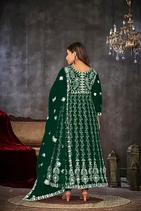 Elegant Green Net Embroidered Dress Material with Dupatta For Women-thumb3